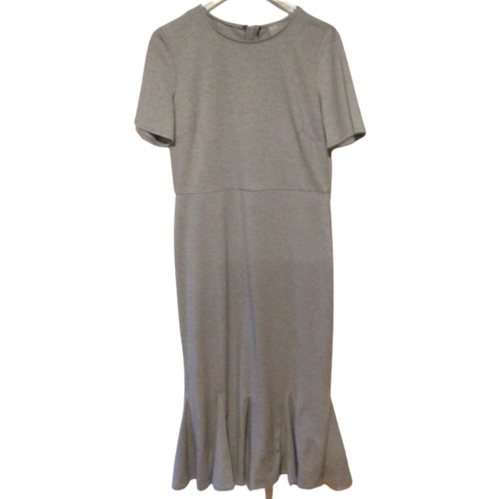 ASOS Women's Gray V-Neck Zip Maxi Knit Dress Short Sleeve Size 10 US 14 UK